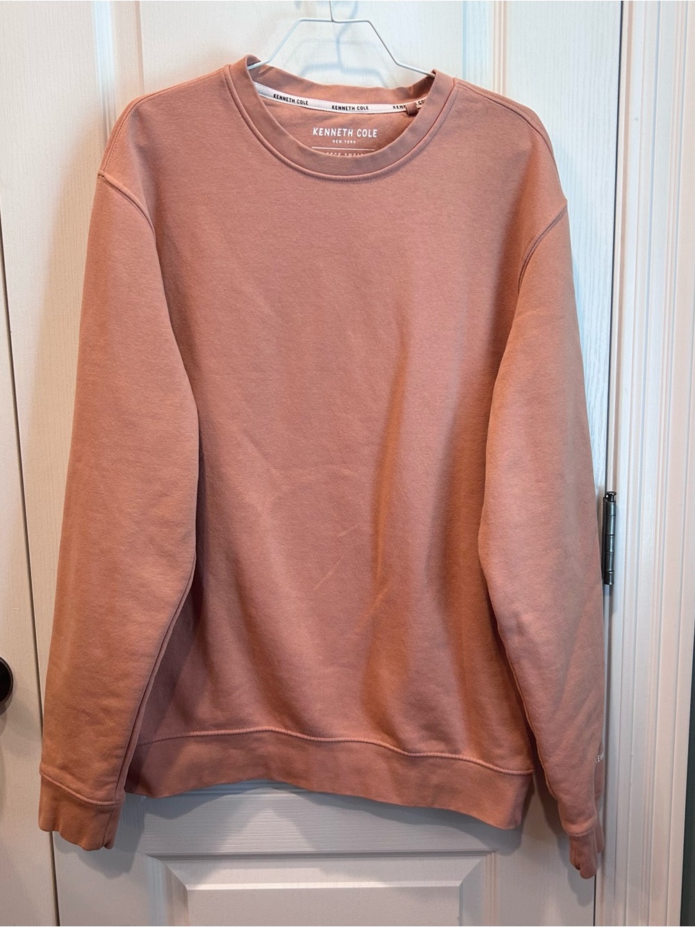 Kenneth Cole Men’s Fleece Crewneck Pullover Sweatshirt Terracotta Logo Solid MD